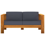 4 Piece Garden Lounge Set with Dark Grey Cushions Acacia Wood - Top-Down View