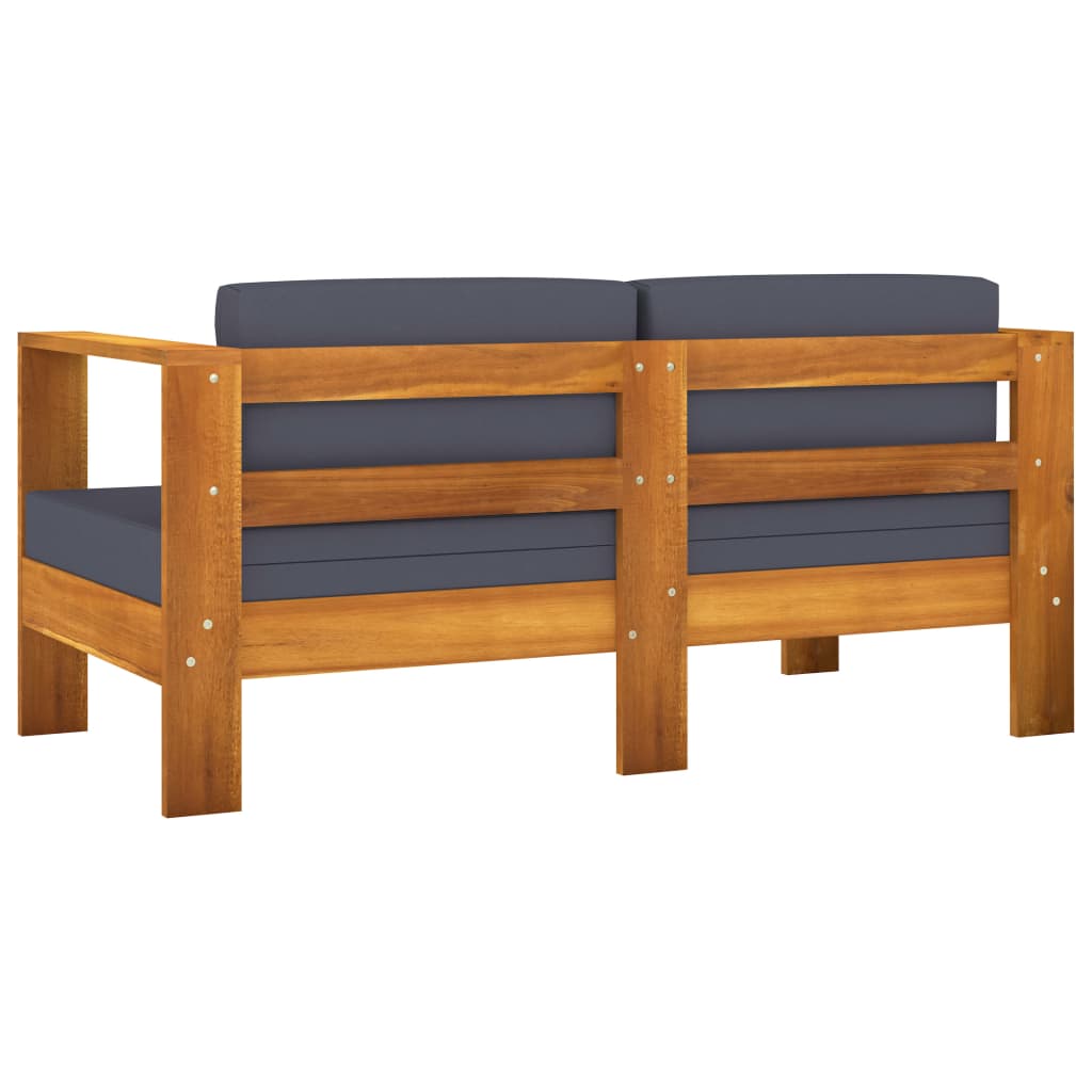 4 Piece Garden Lounge Set with Dark Grey Cushions Acacia Wood