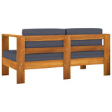 4 Piece Garden Lounge Set with Dark Grey Cushions Acacia Wood