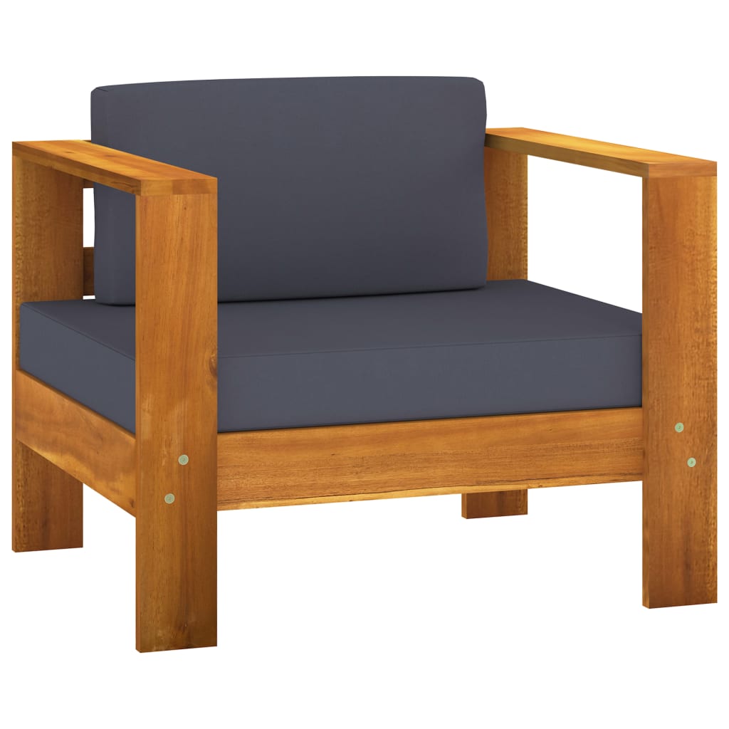 4 Piece Garden Lounge Set with Dark Grey Cushions Acacia Wood