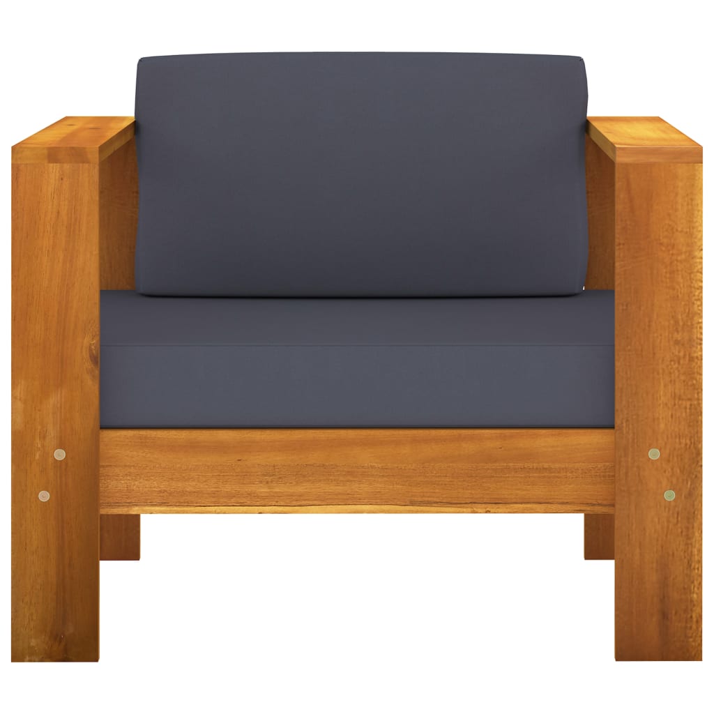 4 Piece Garden Lounge Set with Dark Grey Cushions Acacia Wood