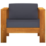 4 Piece Garden Lounge Set with Dark Grey Cushions Acacia Wood - Low Angle