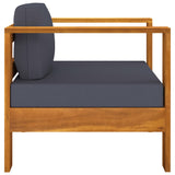 4 Piece Garden Lounge Set with Dark Grey Cushions Acacia Wood - Extra Image