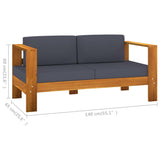 4 Piece Garden Lounge Set with Dark Grey Cushions Acacia Wood - Extra Image