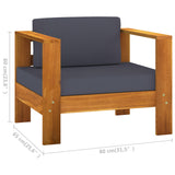 4 Piece Garden Lounge Set with Dark Grey Cushions Acacia Wood - Extra Image