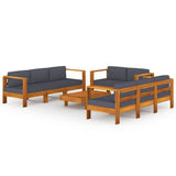 8 Piece Garden Lounge Set with Dark Grey Cushions Acacia Wood