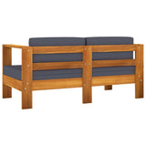 8 Piece Garden Lounge Set with Dark Grey Cushions Acacia Wood - Rear View