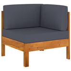 7 Piece Garden Lounge Set with Dark Grey Cushions Acacia Wood