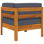 7 Piece Garden Lounge Set with Dark Grey Cushions Acacia Wood