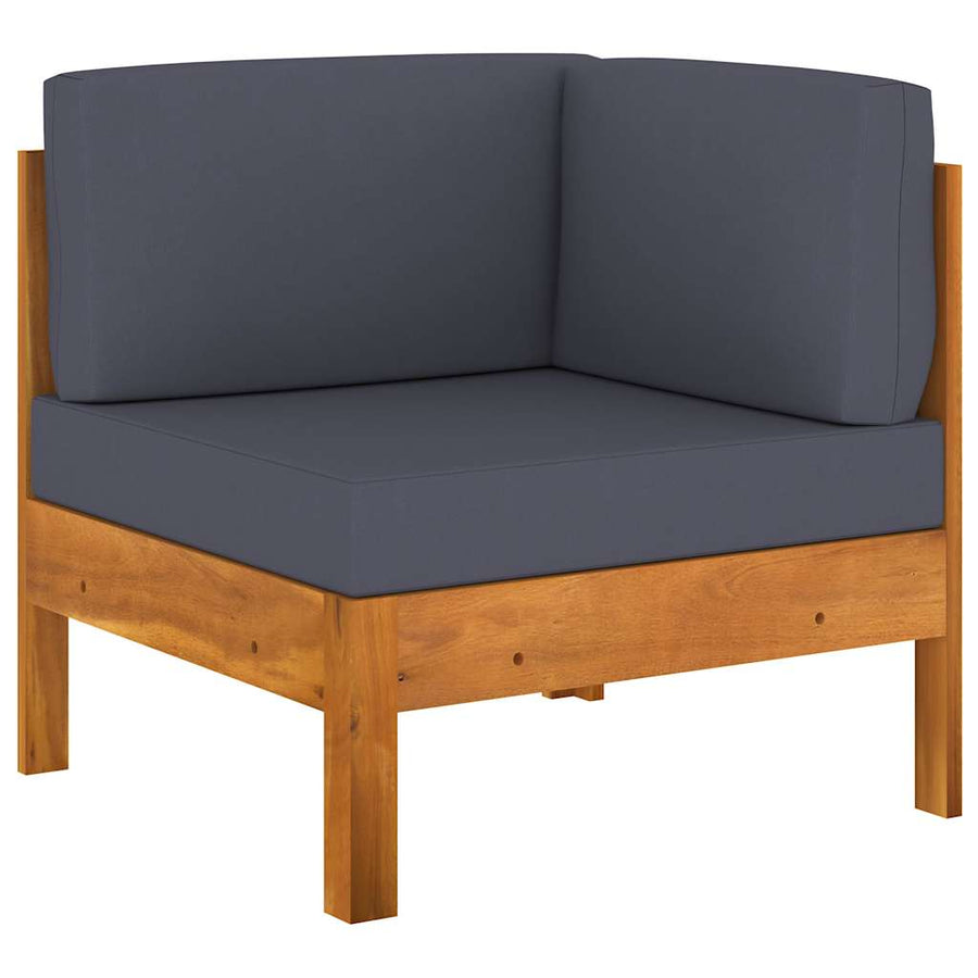 7 Piece Garden Lounge Set with Dark Grey Cushions Acacia Wood