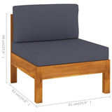 8 Piece Garden Lounge Set with Dark Grey Cushions Acacia Wood - Low Angle
