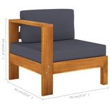 8 Piece Garden Lounge Set with Dark Grey Cushions Acacia Wood - Extra Image