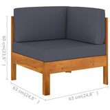 8 Piece Garden Lounge Set with Dark Grey Cushions Acacia Wood - Extra Image