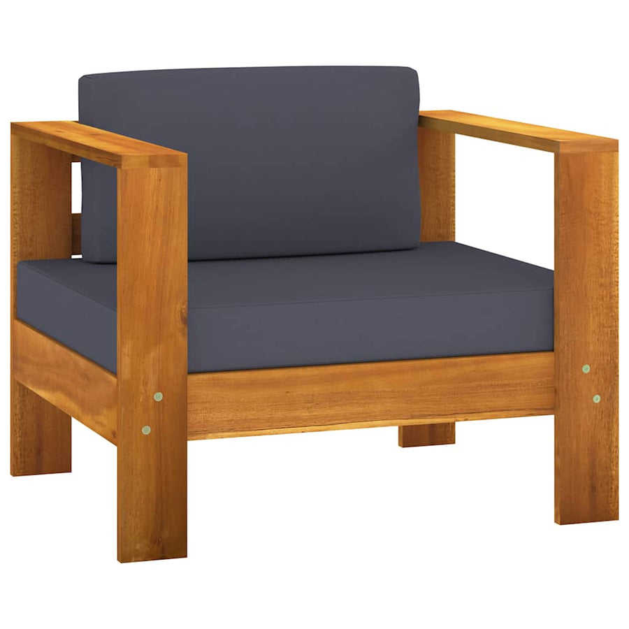 9 Piece Garden Lounge Set with Dark Grey Cushions Acacia Wood