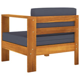 9 Piece Garden Lounge Set with Dark Grey Cushions Acacia Wood - Rear View