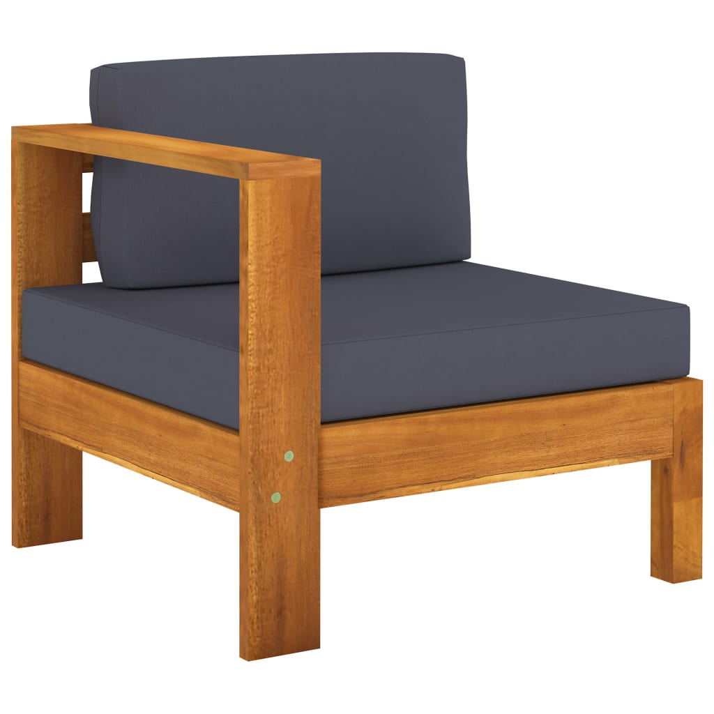 9 Piece Garden Lounge Set with Dark Grey Cushions Acacia Wood