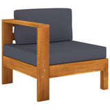 9 Piece Garden Lounge Set with Dark Grey Cushions Acacia Wood