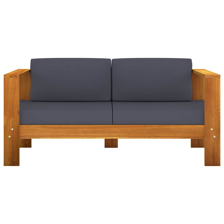 10 Piece Garden Lounge Set with Dark Grey Cushions Acacia Wood