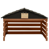 Robotic Lawn Mower Garage Black and Brown 78x74x54 cm Firwood - Front View