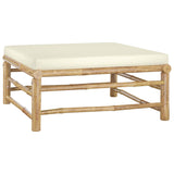 6 Piece Garden Lounge Set with Cream White Cushions Bamboo - Close-Up Angle