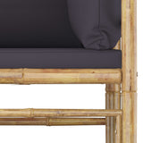 4 Piece Garden Lounge Set with Dark Grey Cushions Bamboo