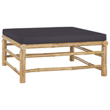5 Piece Garden Lounge Set with Dark Grey Cushions Bamboo - Close-Up Angle