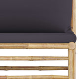 5 Piece Garden Lounge Set with Dark Grey Cushions Bamboo - Rear View
