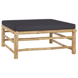 5 Piece Garden Lounge Set with Dark Grey Cushions Bamboo - Close-Up Angle
