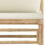 6 Piece Garden Lounge Set with Cream White Cushions Bamboo - Close-Up Angle