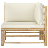 2 Piece Garden Lounge Set with Cream White Cushions Bamboo - Top-Down View