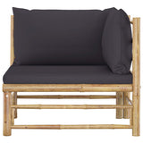 2 Piece Garden Lounge Set with Dark Grey Cushions Bamboo - Top-Down View