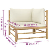 4 Piece Garden Lounge Set with Cream White Cushions Bamboo - Close-Up Angle