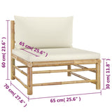 4 Piece Garden Lounge Set with Cream White Cushions Bamboo - Low Angle