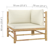 5 Piece Garden Lounge Set with Cream White Cushions Bamboo - Extra Image