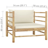 5 Piece Garden Lounge Set with Cream White Cushions Bamboo - Extra Image