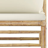 9 Piece Garden Lounge Set with Cream White Cushions Bamboo - Rear View