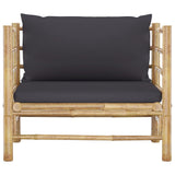 7 Piece Garden Lounge Set with Dark Grey Cushions Bamboo - Extra Image