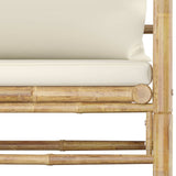 8 Piece Garden Lounge Set with Cream White Cushions Bamboo - Low Angle