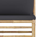 8 Piece Garden Lounge Set with Dark Grey Cushions Bamboo - Low Angle
