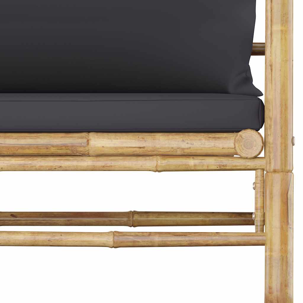 8 Piece Garden Lounge Set with Dark Grey Cushions Bamboo