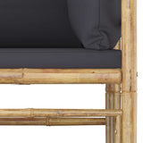 8 Piece Garden Lounge Set with Dark Grey Cushions Bamboo - Extra Image
