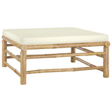 8 Piece Garden Lounge Set with Cream White Cushions Bamboo - Close-Up Angle