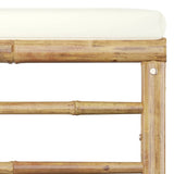 8 Piece Garden Lounge Set with Cream White Cushions Bamboo - Low Angle