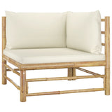 10 Piece Garden Lounge Set with Cream White Cushions Bamboo - Side View