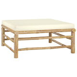 11 Piece Garden Lounge Set with Cream White Cushions Bamboo - Close-Up Angle