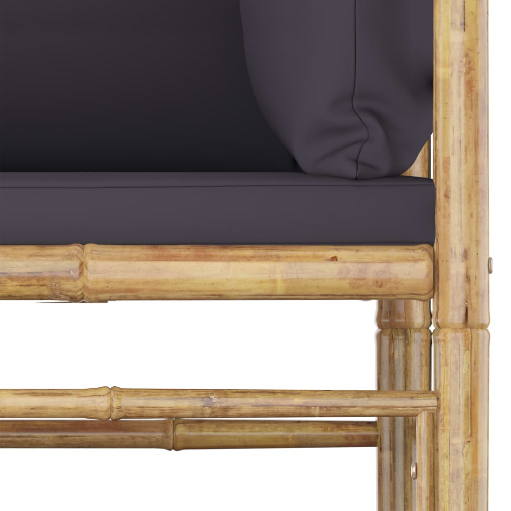11 Piece Garden Lounge Set with Dark Grey Cushions Bamboo