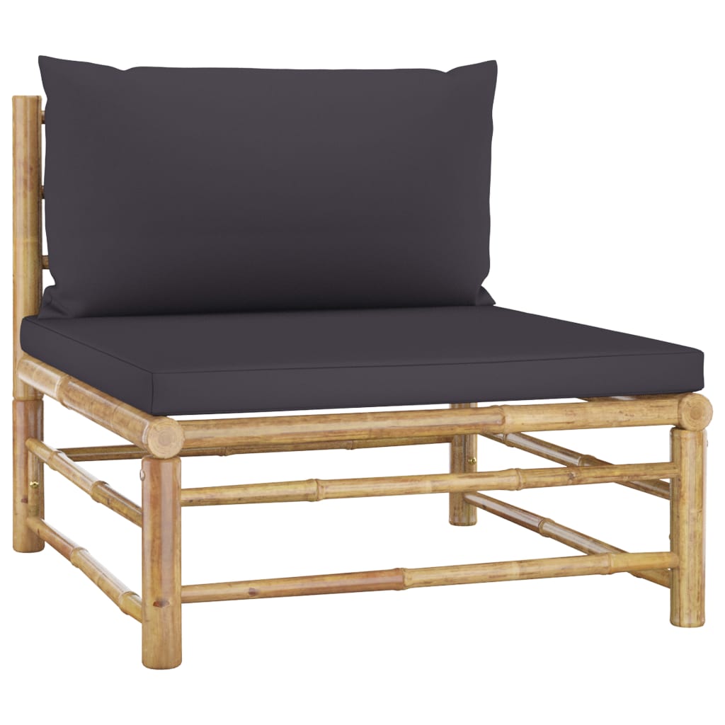 11 Piece Garden Lounge Set with Dark Grey Cushions Bamboo