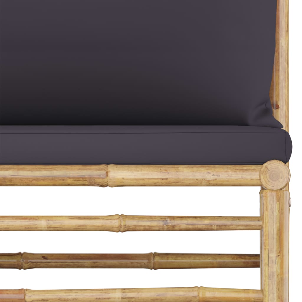 11 Piece Garden Lounge Set with Dark Grey Cushions Bamboo