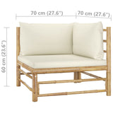 9 Piece Garden Lounge Set with Cream White Cushions Bamboo - Extra Image