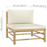 6 Piece Garden Lounge Set with Cream White Cushions Bamboo - Extra Image